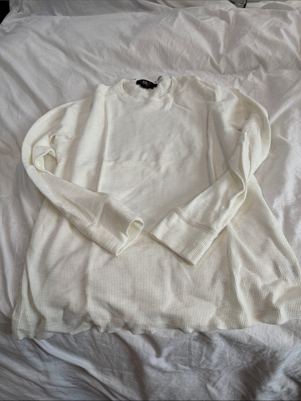Ralph Lauren RRLCream Waffle-Knit Crewneck Sweater